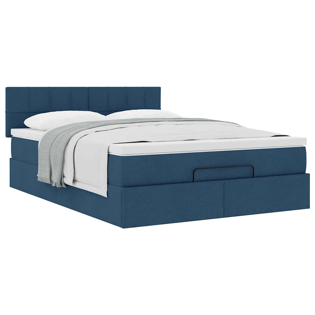 Ottoman bed met matras 140x190cm stof blauw