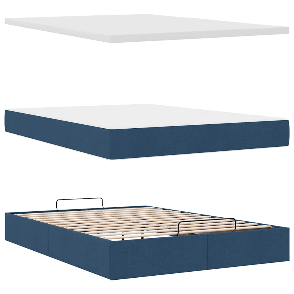 Ottoman bed met matras 140x190cm stof blauw