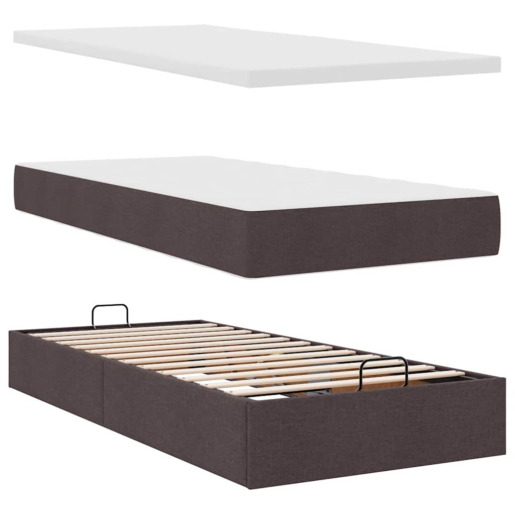 Bedframe met matras 80x200cm stof donkerbruin