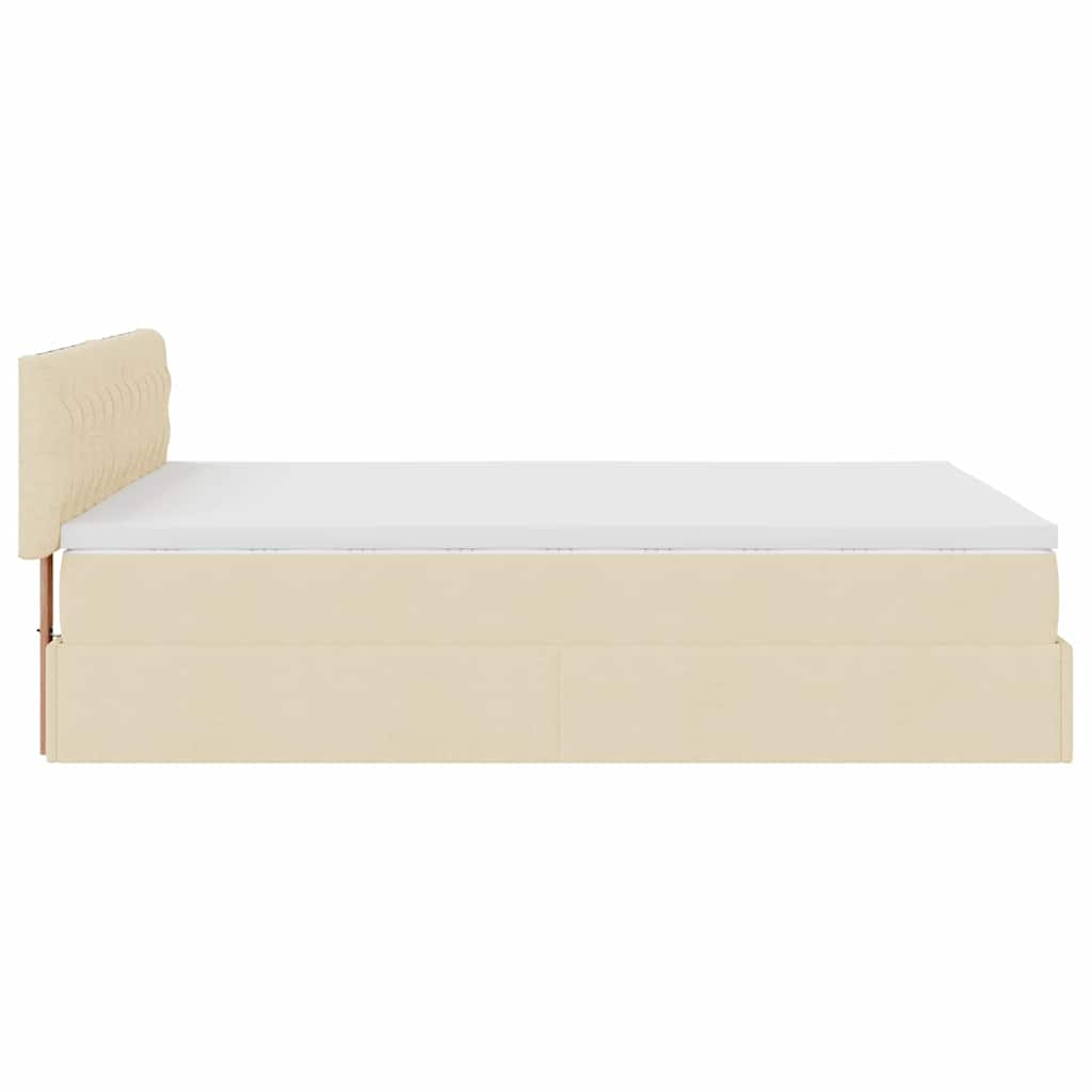 Ottoman bed met matras 140x190cm stof crèmekleurig