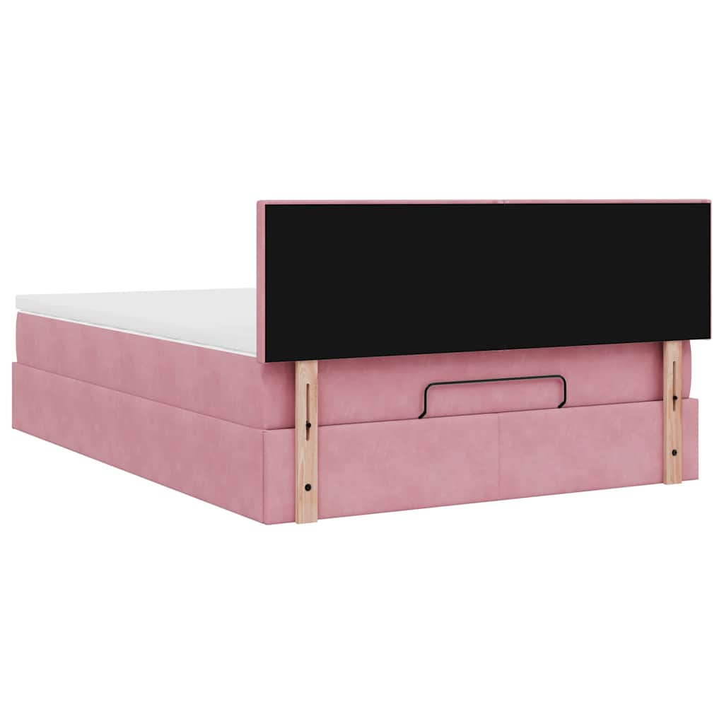 Ottoman bed met matras 140x200cm fluweel roze