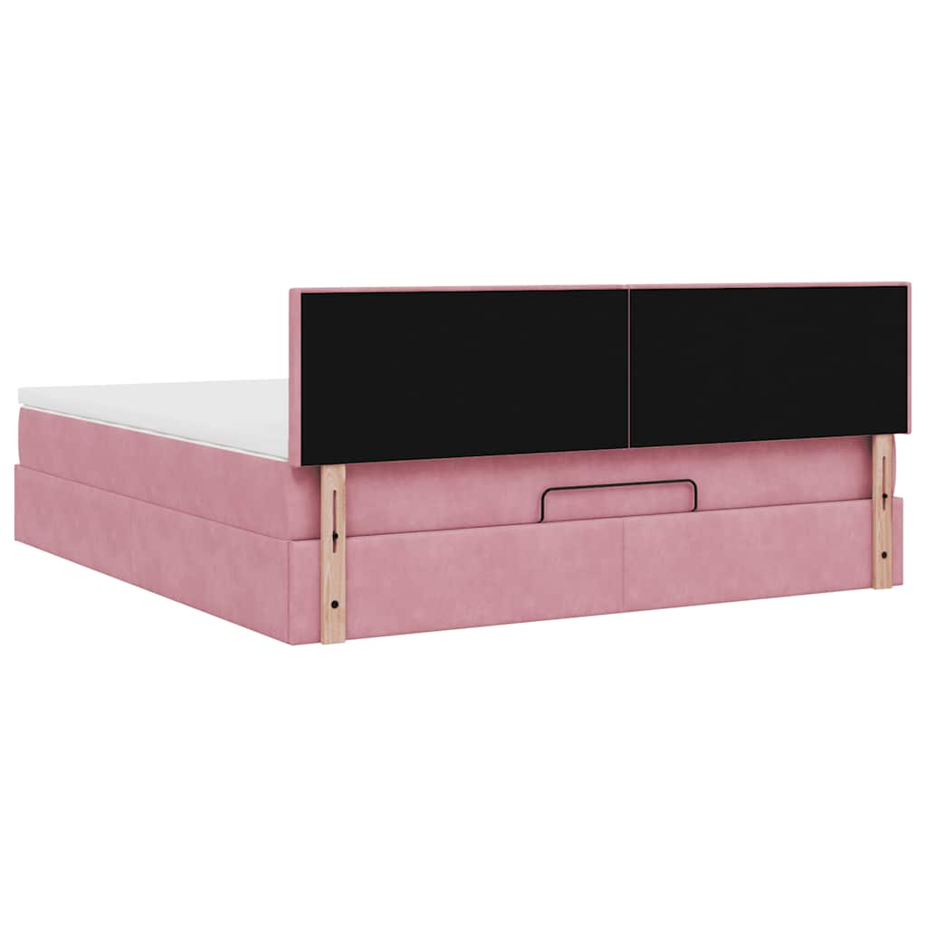 Ottoman bed met matras 160x200cm fluweel roze