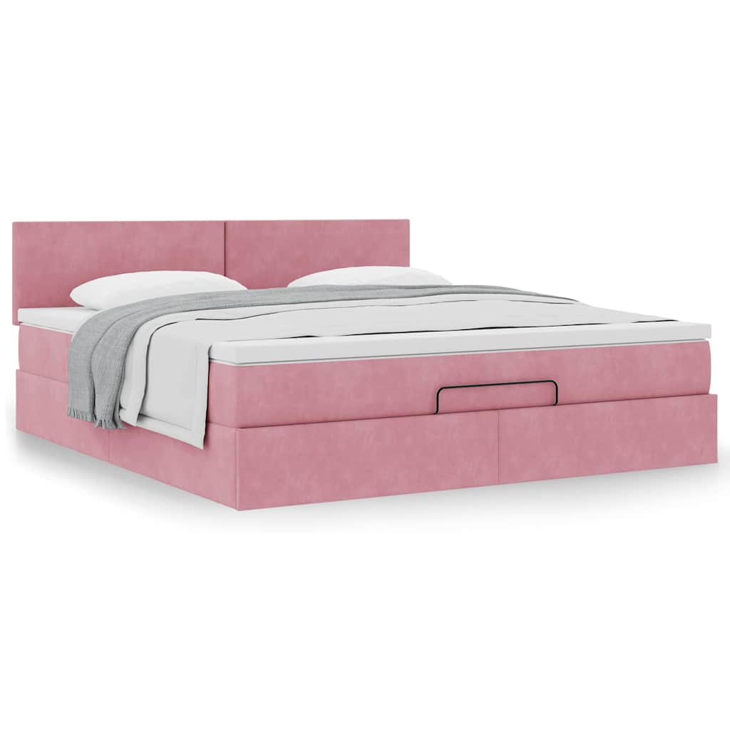 Bedframe met matras 180x200 cm fluweel roze