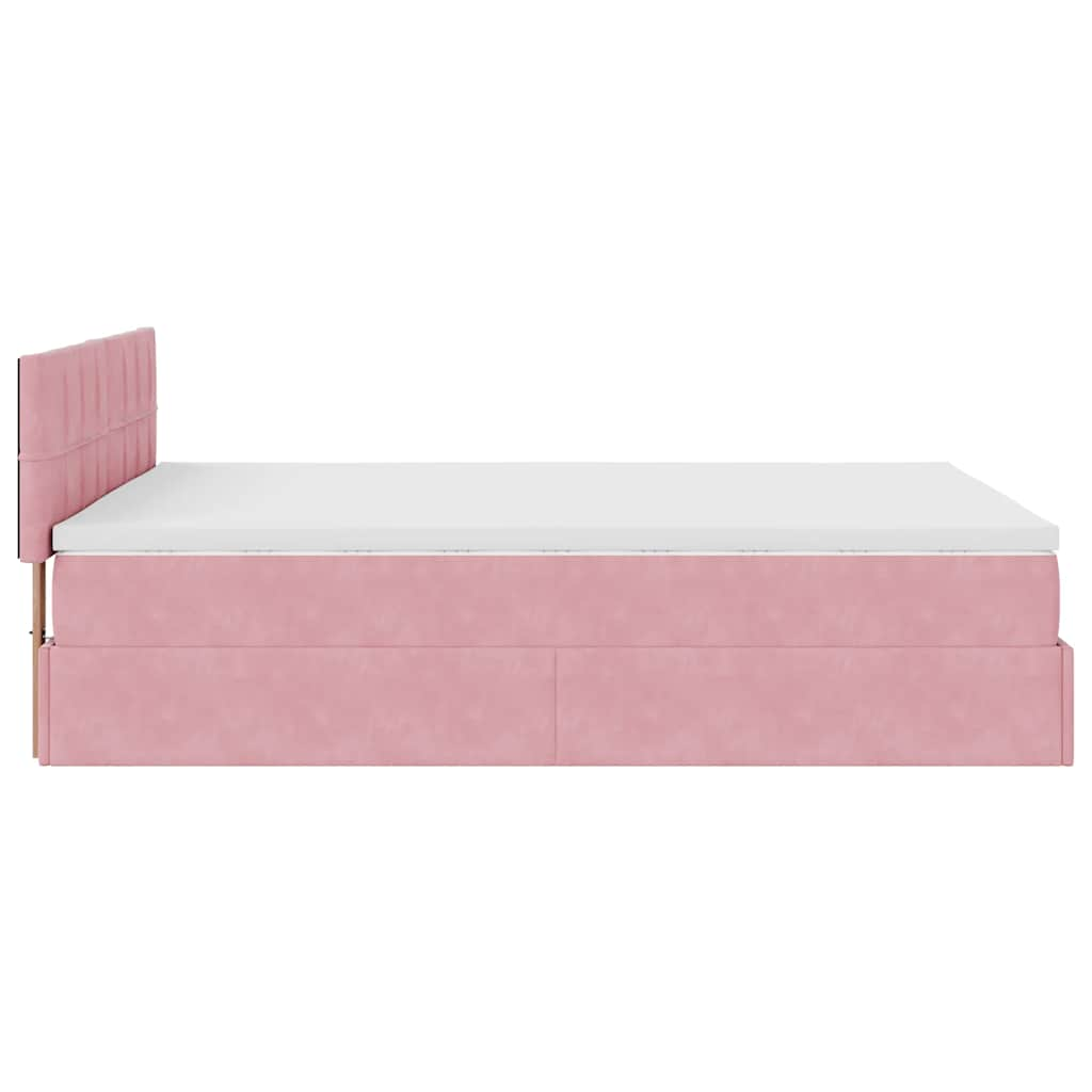 Ottoman bed met matras 140x200cm fluweel roze