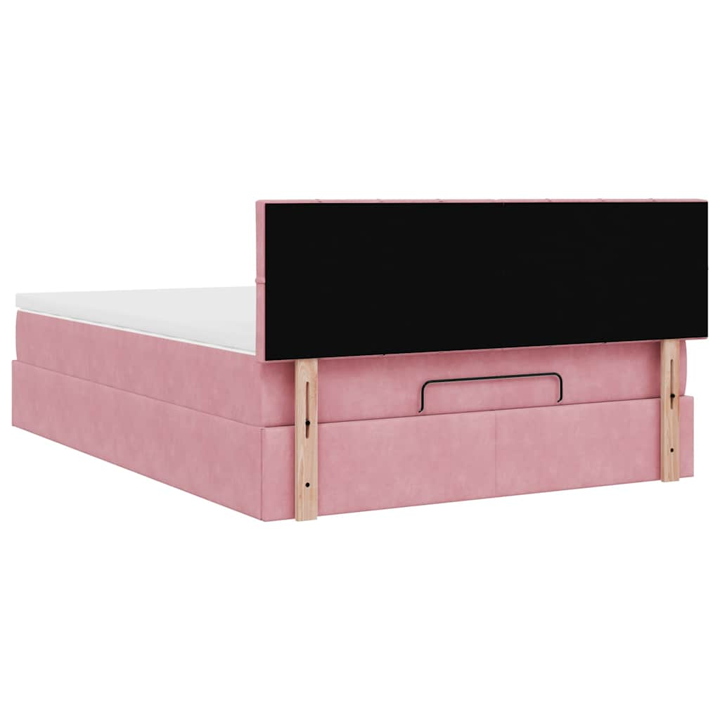 Ottoman bed met matras 140x200cm fluweel roze