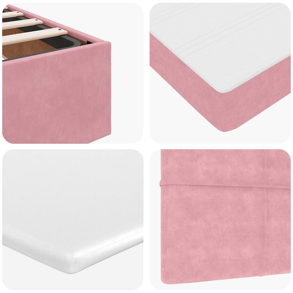 Ottoman bed met matras 140x200cm fluweel roze