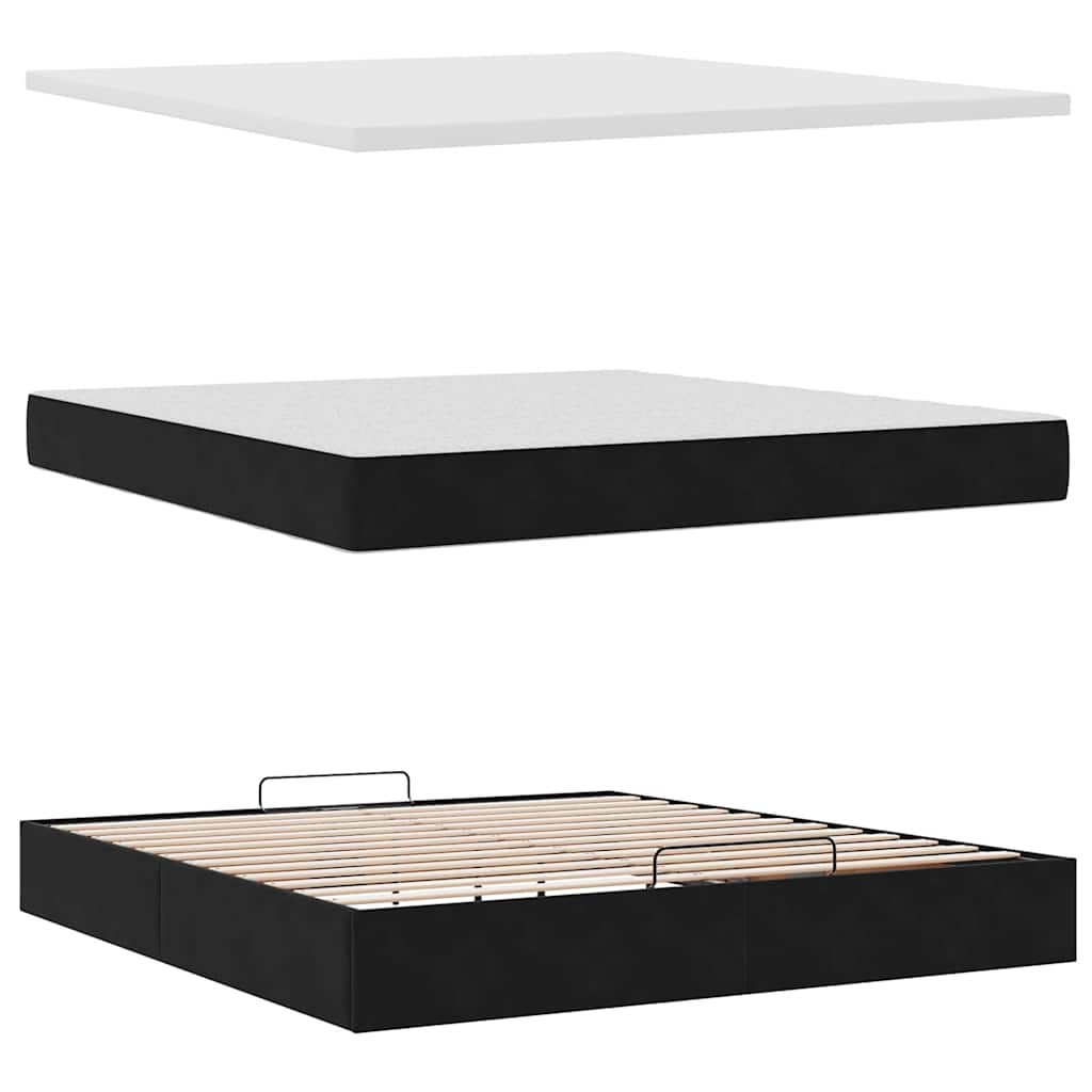 Ottoman bed met matras 180x200cm fluweel zwart