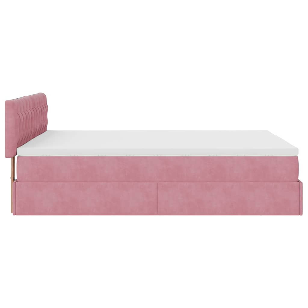 Ottoman bed met matras 140x190cm fluweel roze