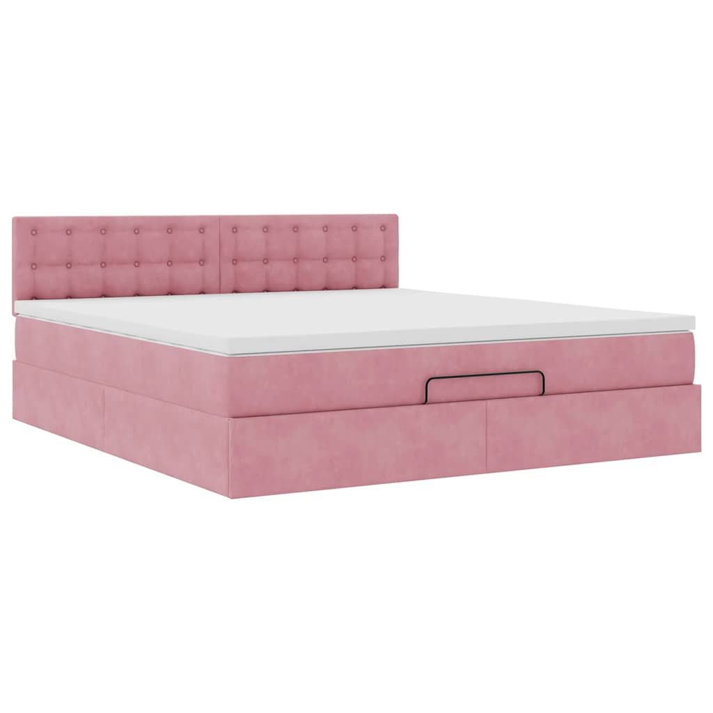 Bedframe met matras 180x200 cm fluweel roze