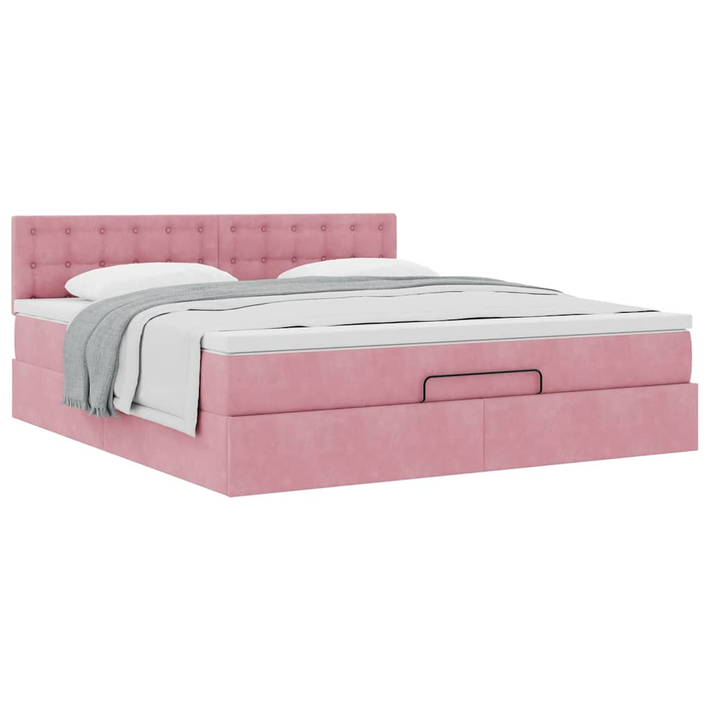 Bedframe met matras 180x200 cm fluweel roze