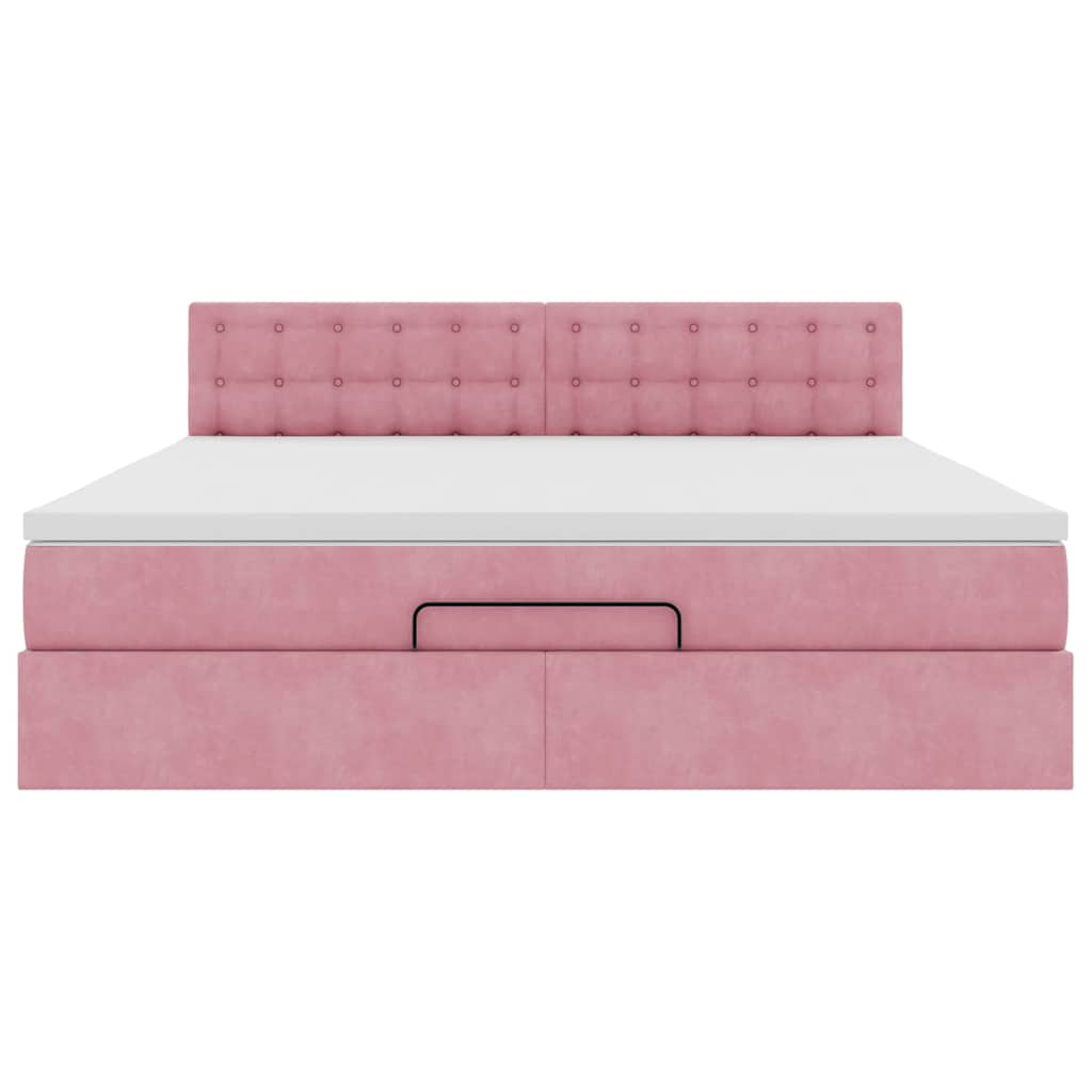 Bedframe met matras 180x200 cm fluweel roze