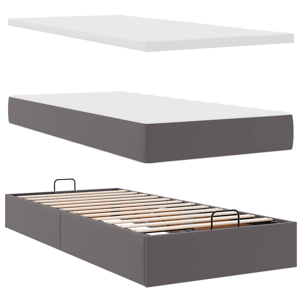 Bedframe met matras 100x200cm kunstleer grijs