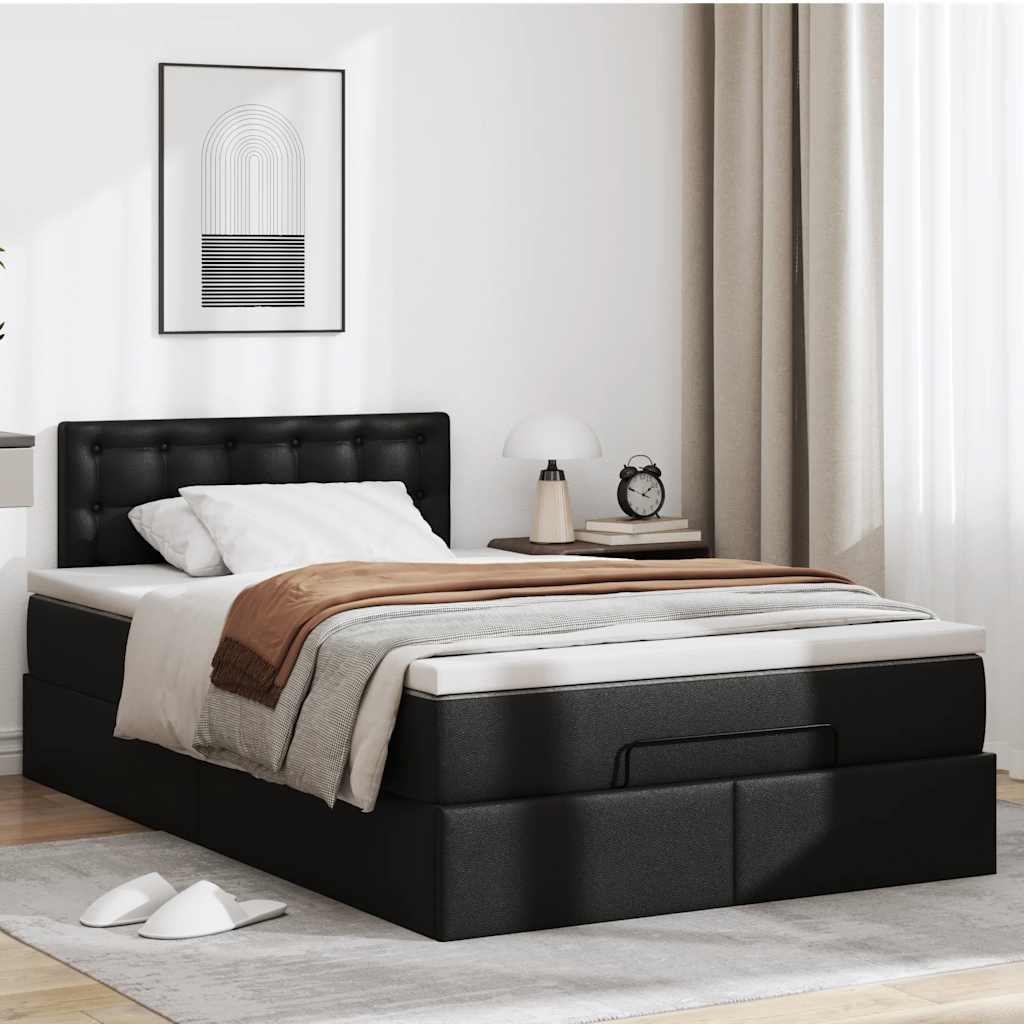 Bedframe met matras 120x190 cm kunstleer zwart