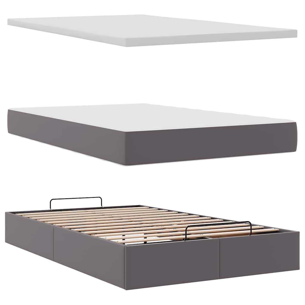 Bedframe met matras 120x190 cm kunstleer grijs