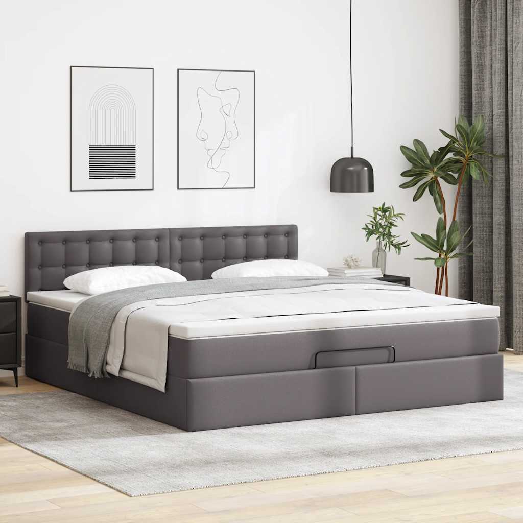 Bedframe met matras 160x200cm kunstleer grijs