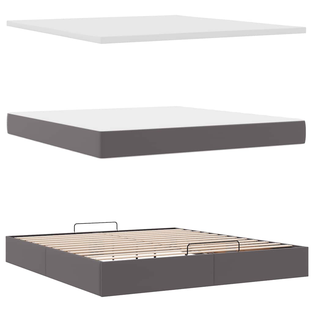 Bedframe met matras 160x200cm kunstleer grijs