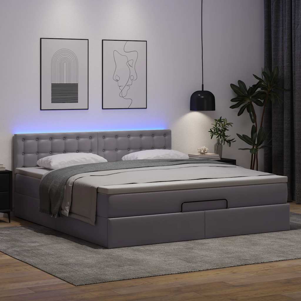 Bedframe met matras 160x200cm kunstleer grijs