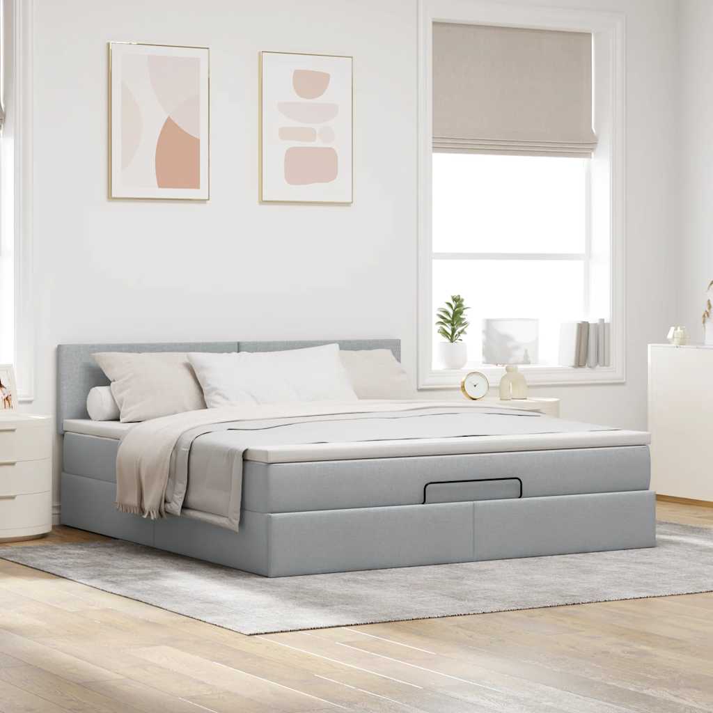 Bedframe met matras 180x200cm stof lichtgrijs