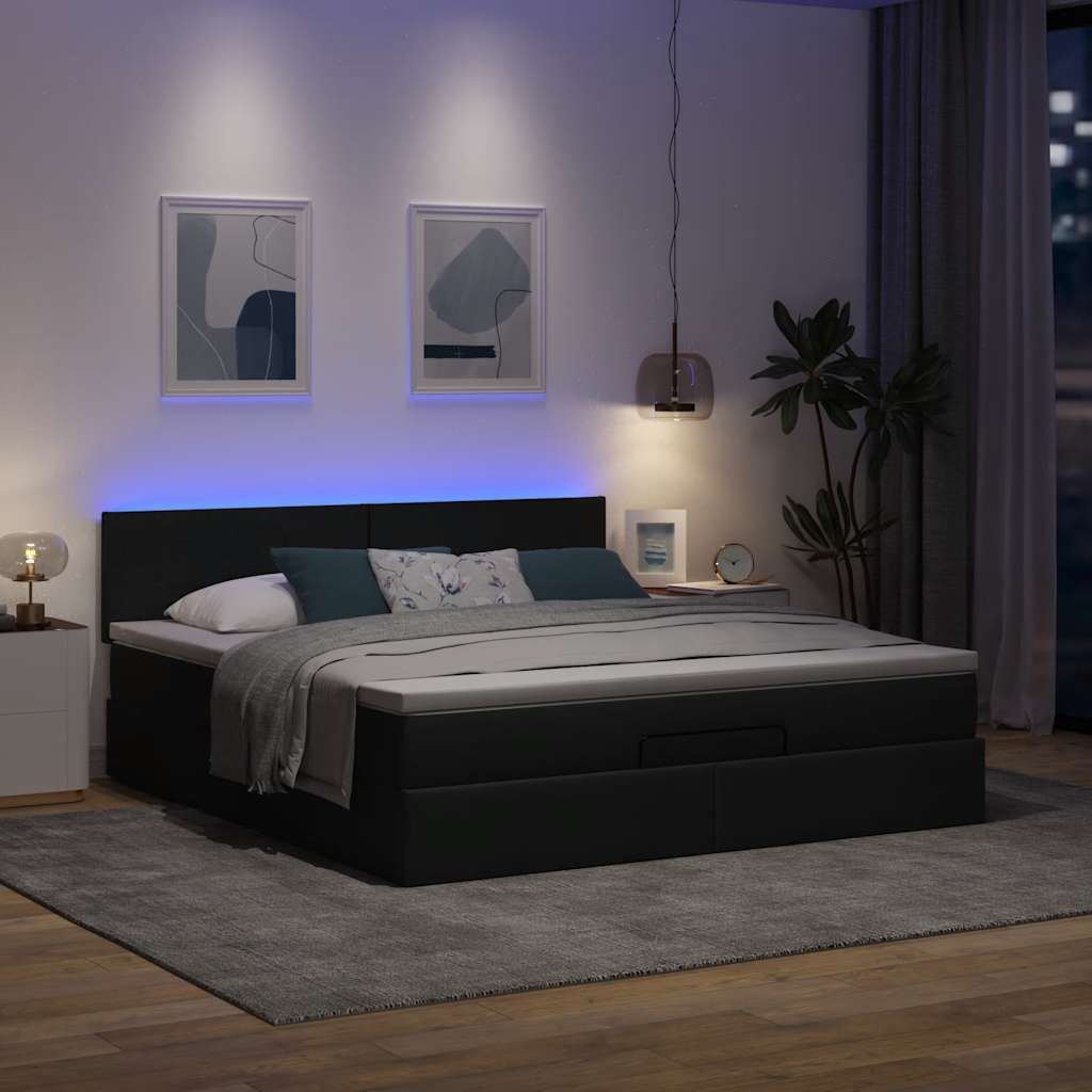 Bedframe met matras 180x200cm stof donkergrijs