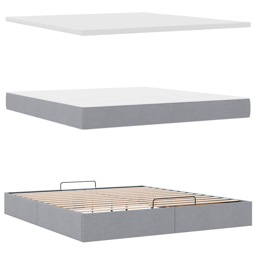 Bedframe met matras 180x200cm stof lichtgrijs