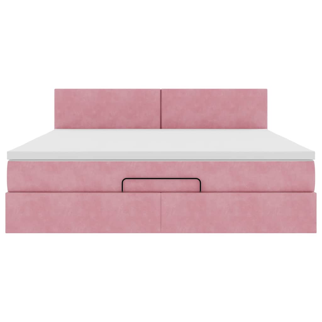 Ottoman bed met matras en LED's 160x200cm fluweel roze