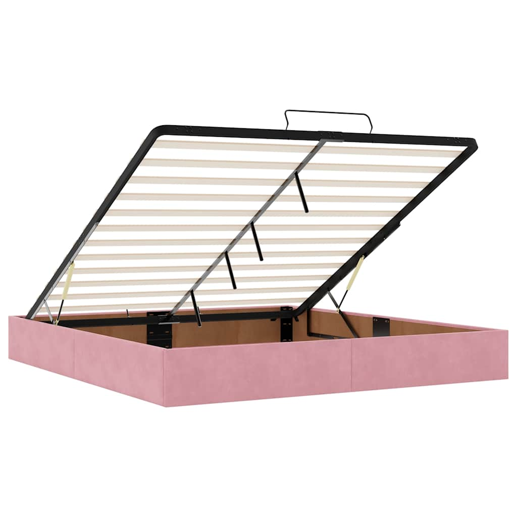 Ottoman bed met matras en LED's 160x200cm fluweel roze