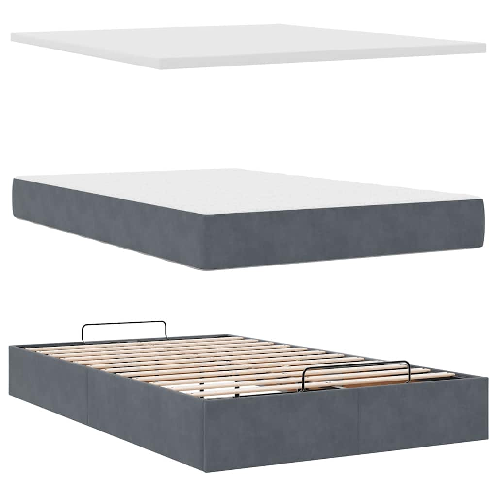 Bedframe met matras 120x190 cm fluweel donkergrijs