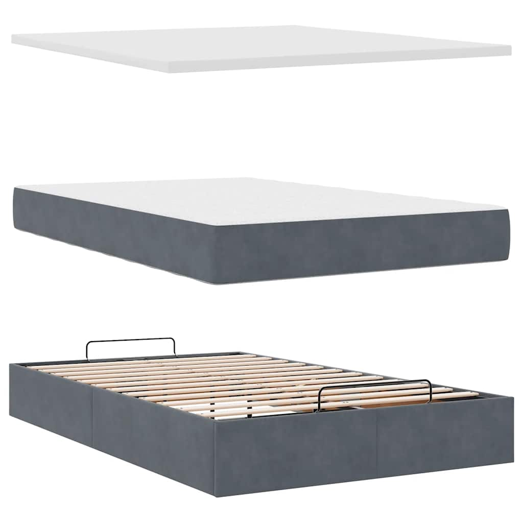 Bedframe met matras 120x200cm fluweel donkergrijs