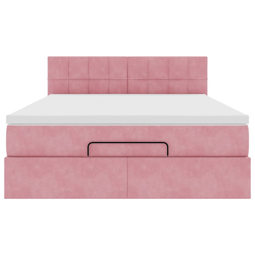 Ottoman bed met matras en LED's 140x200cm fluweel roze