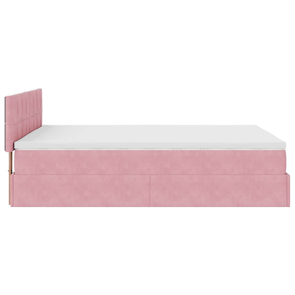 Ottoman bed met matras en LED's 140x200cm fluweel roze