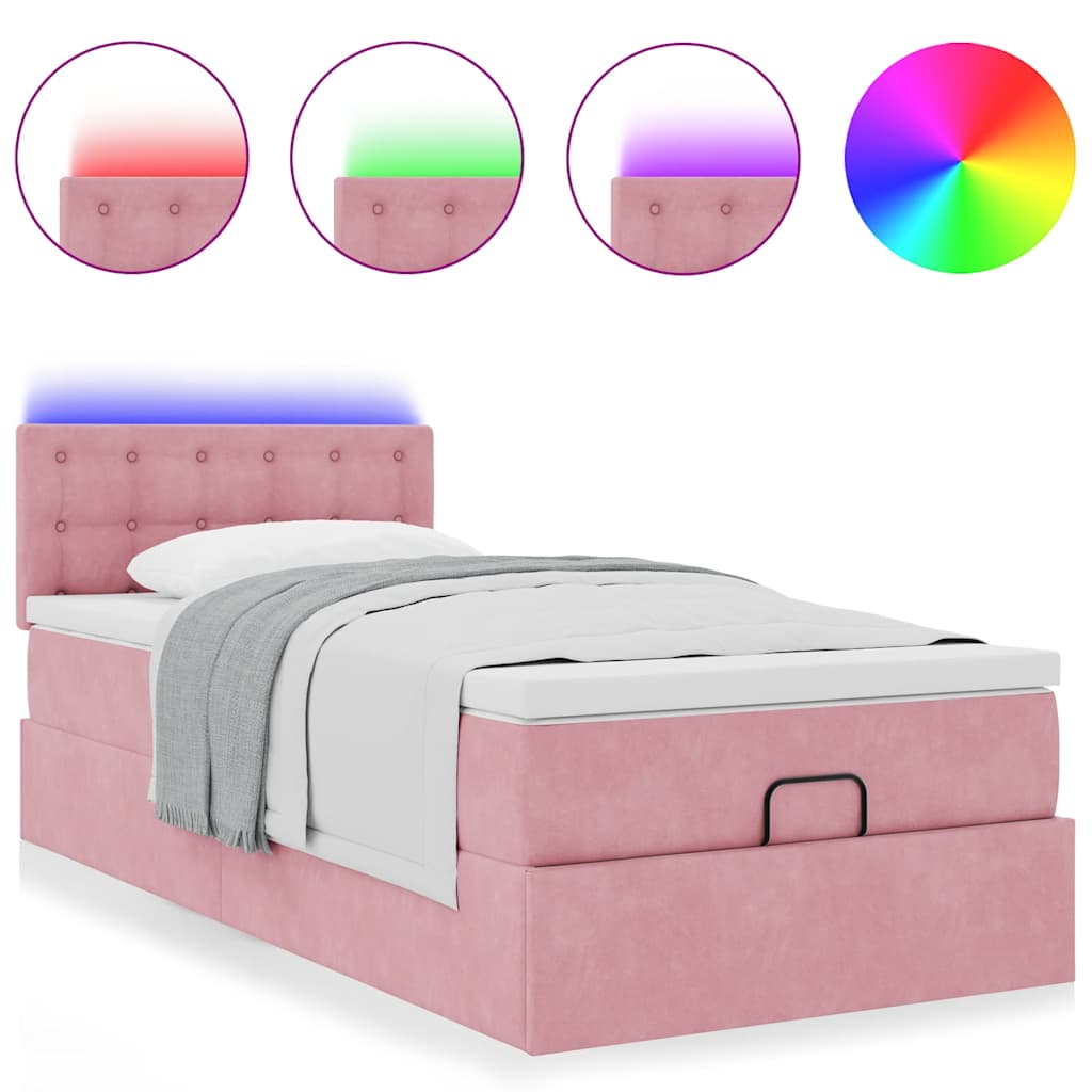 Bedframe met matras 80x200cm fluweel roze