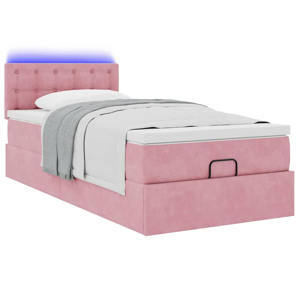 Bedframe met matras 80x200cm fluweel roze