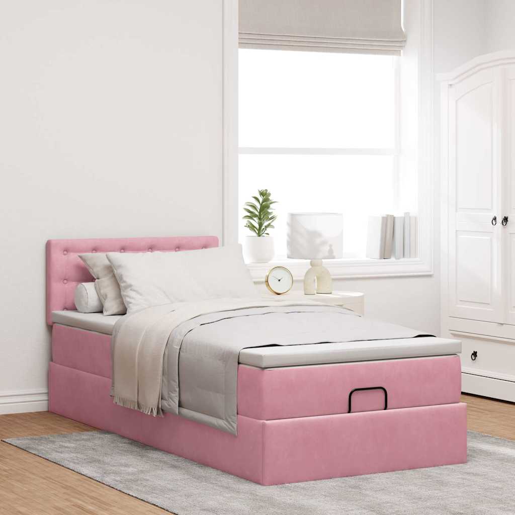 Bedframe met matras 80x200cm fluweel roze