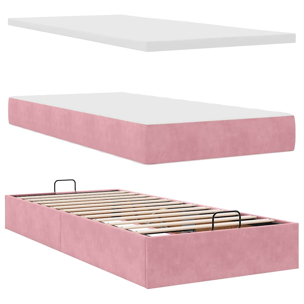 Bedframe met matras 80x200cm fluweel roze