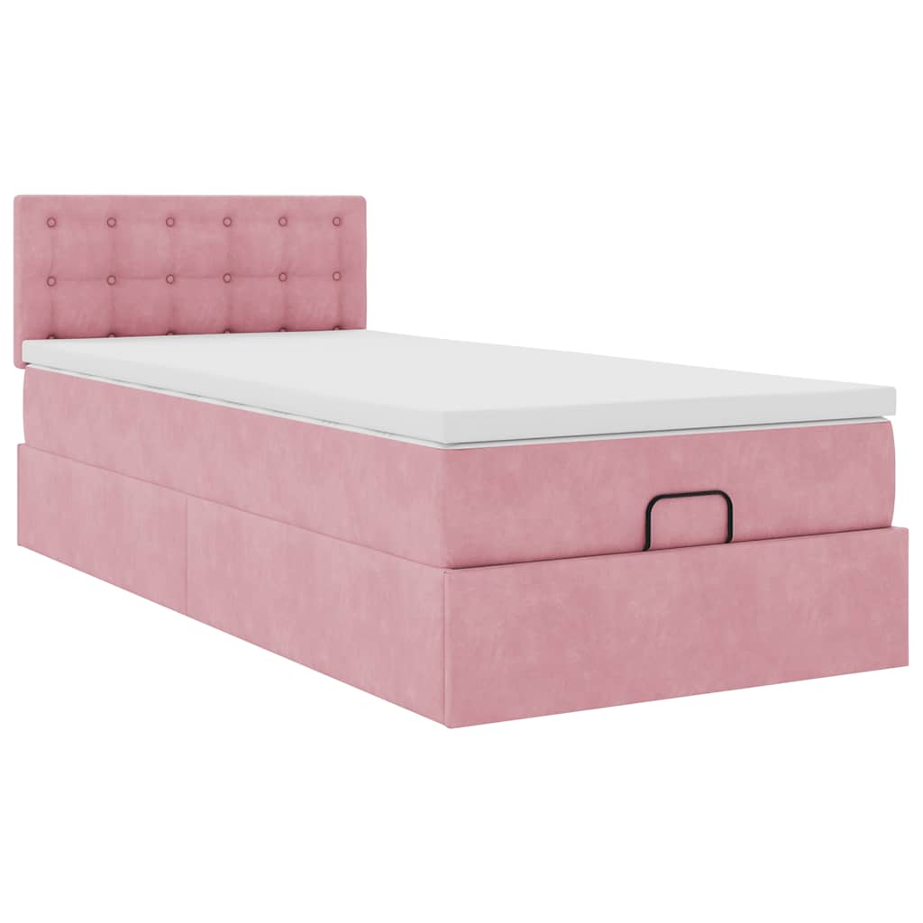 Bedframe met matras 80x200cm fluweel roze