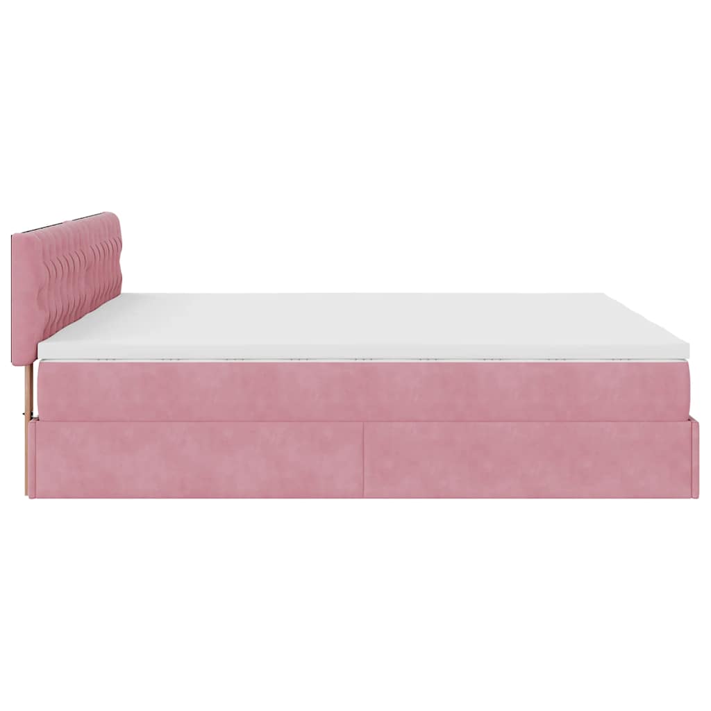 Bedframe met matrassen 160x200cm fluweel roze