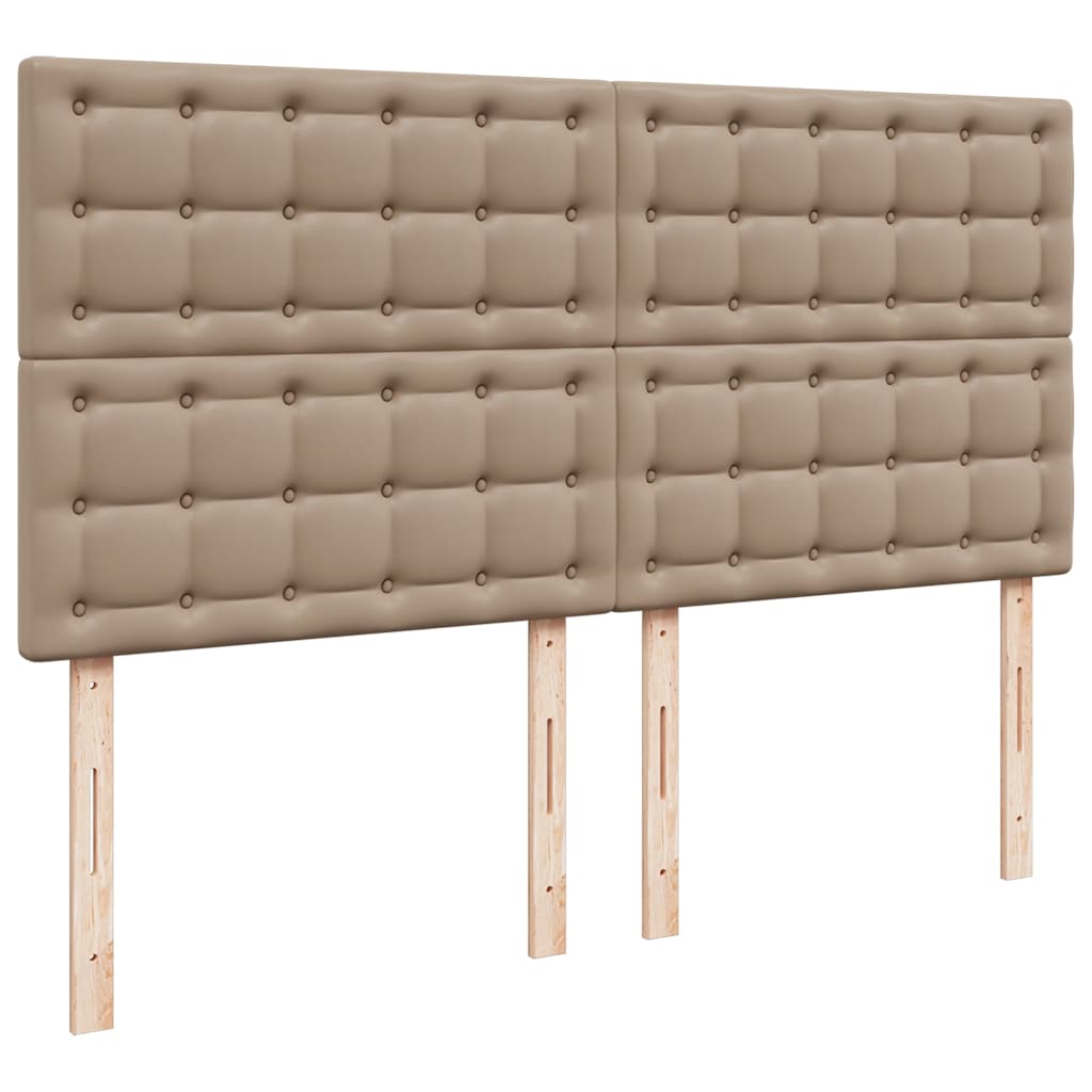 Bedframe met matrassen 200x200cm kunstleer cappuccinokleurig