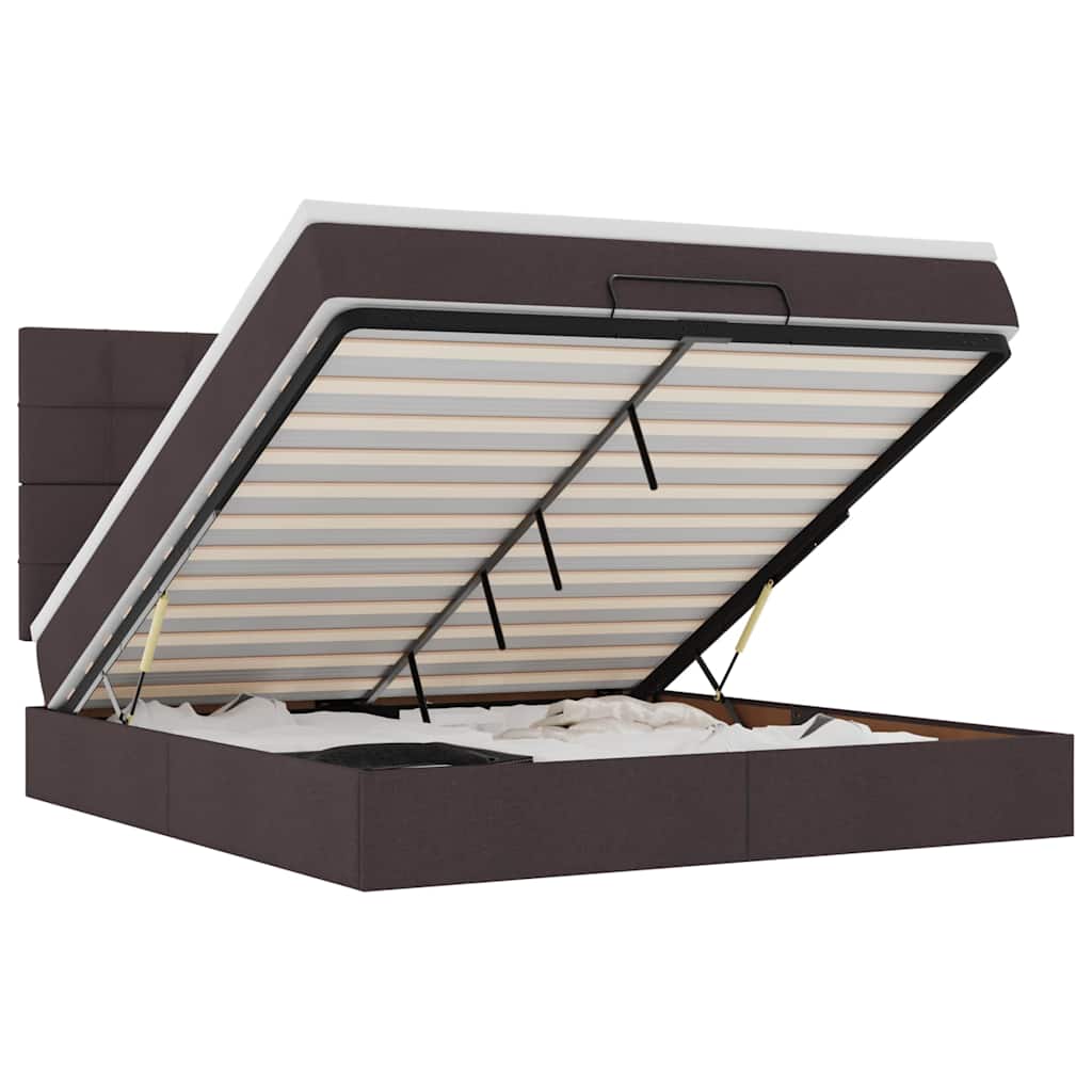 Ottoman Bed Met Matras 160X200Cm Stof 160 x 200 cm Donkerbruin
