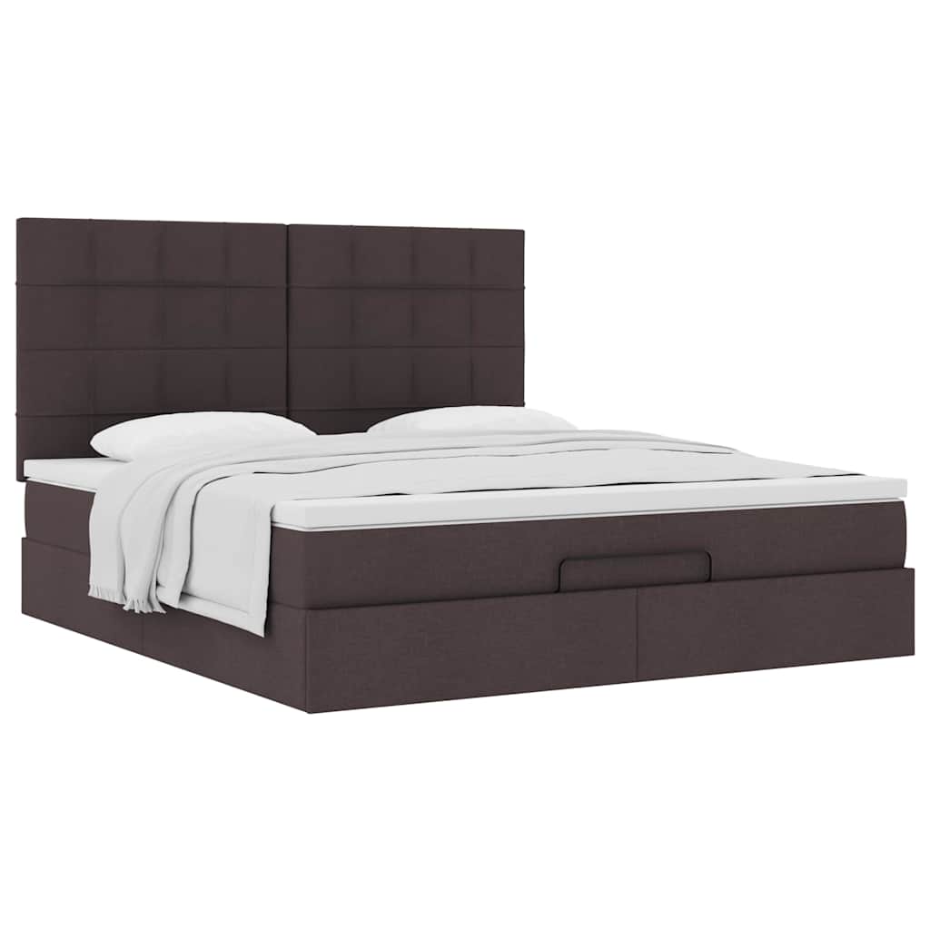 Ottoman Bed Met Matras 160X200Cm Stof 160 x 200 cm Donkerbruin
