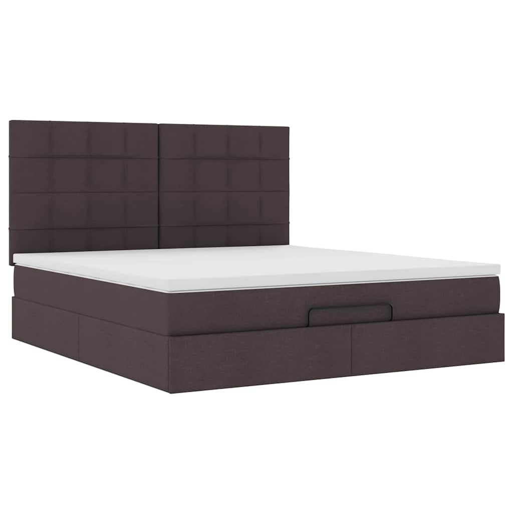 Ottoman Bed Met Matras 160X200Cm Stof 160 x 200 cm Donkerbruin