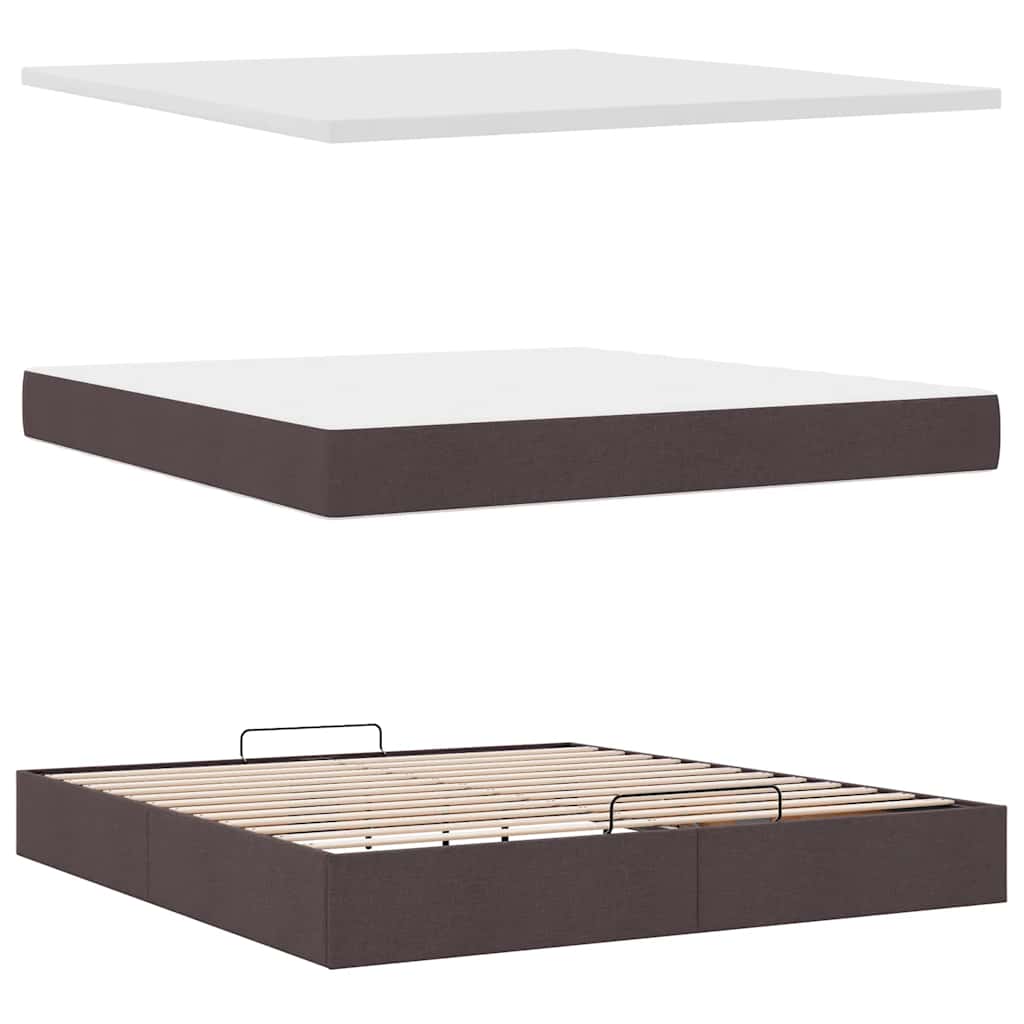 Ottoman Bed Met Matras 160X200Cm Stof 160 x 200 cm Donkerbruin
