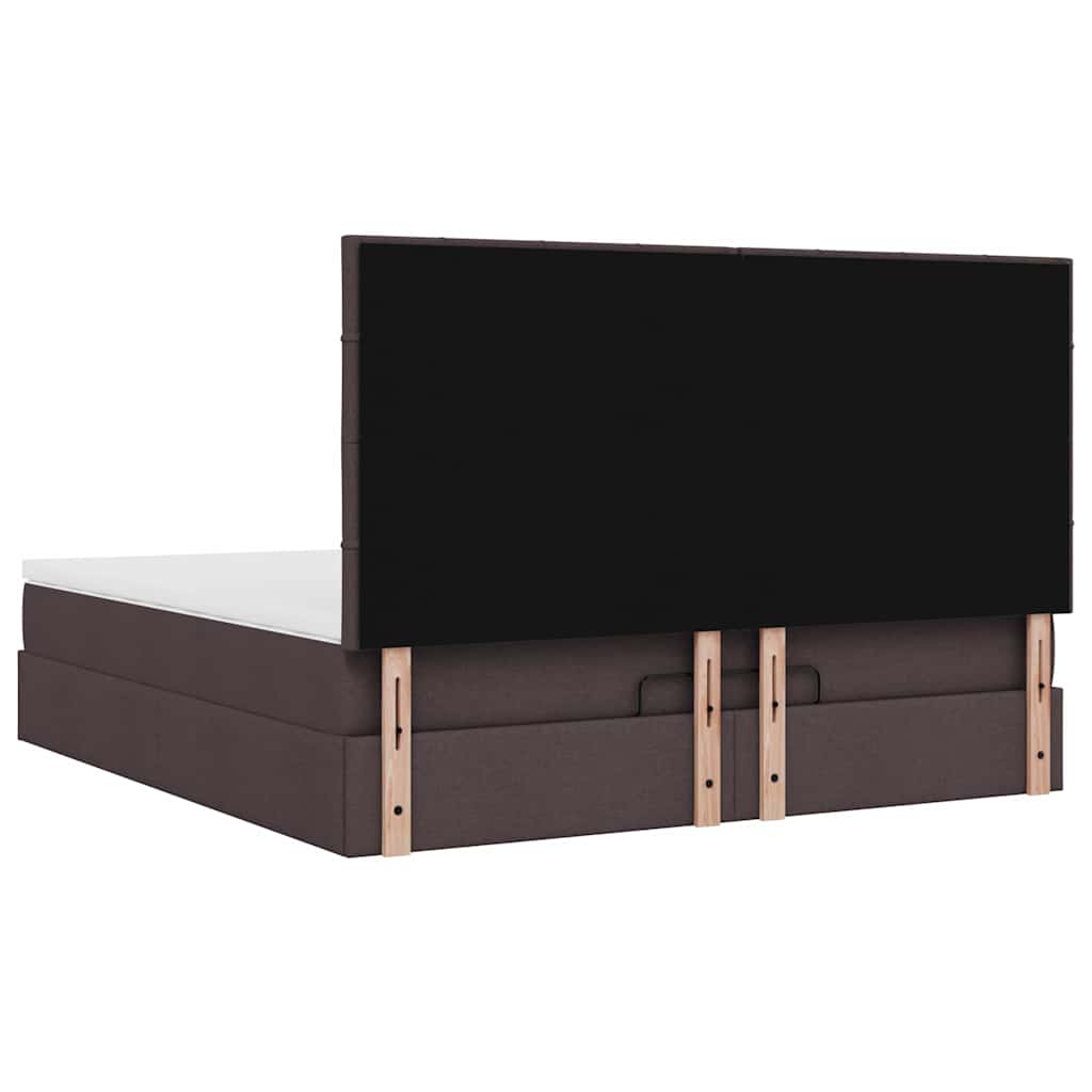 Ottoman Bed Met Matras 160X200Cm Stof 160 x 200 cm Donkerbruin