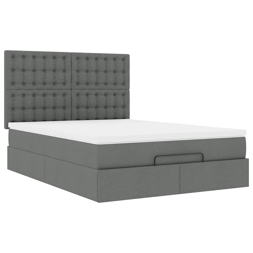 Ottoman bed met matras 140x190cm stof donkergrijs