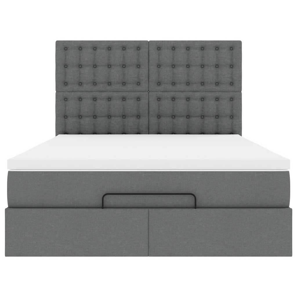 Ottoman bed met matras 140x190cm stof donkergrijs