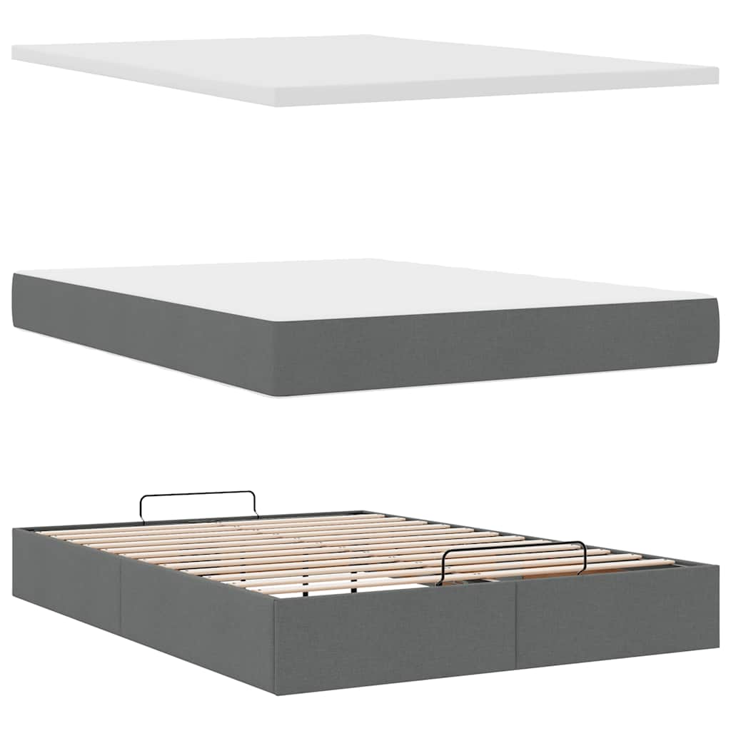 Ottoman bed met matras 140x190cm stof donkergrijs