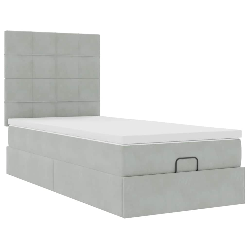 Bedframe met matrassen 90x190cm fluweel lichtgrijs