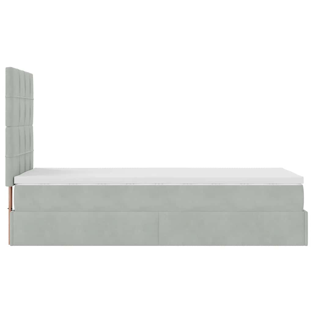 Bedframe met matrassen 90x190cm fluweel lichtgrijs