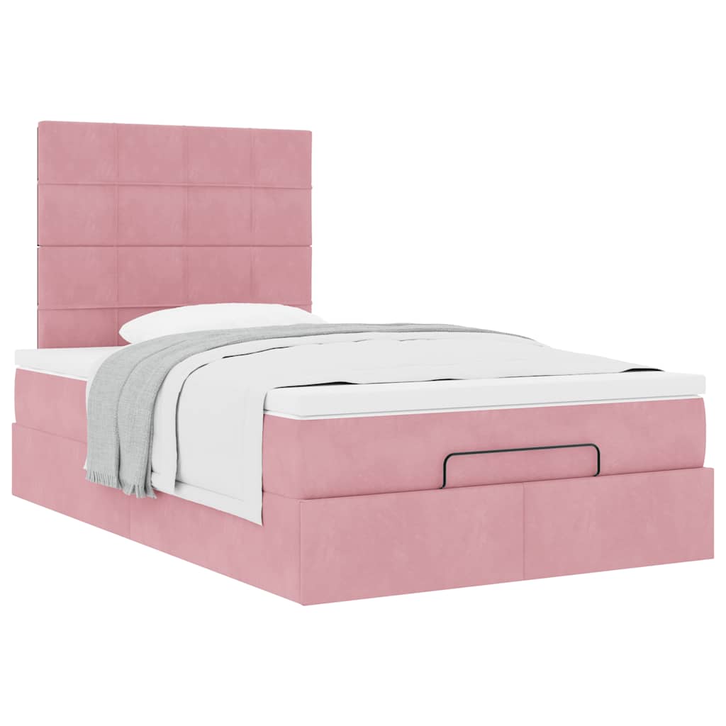 Bedframe met matrassen 120x190cm fluweel roze