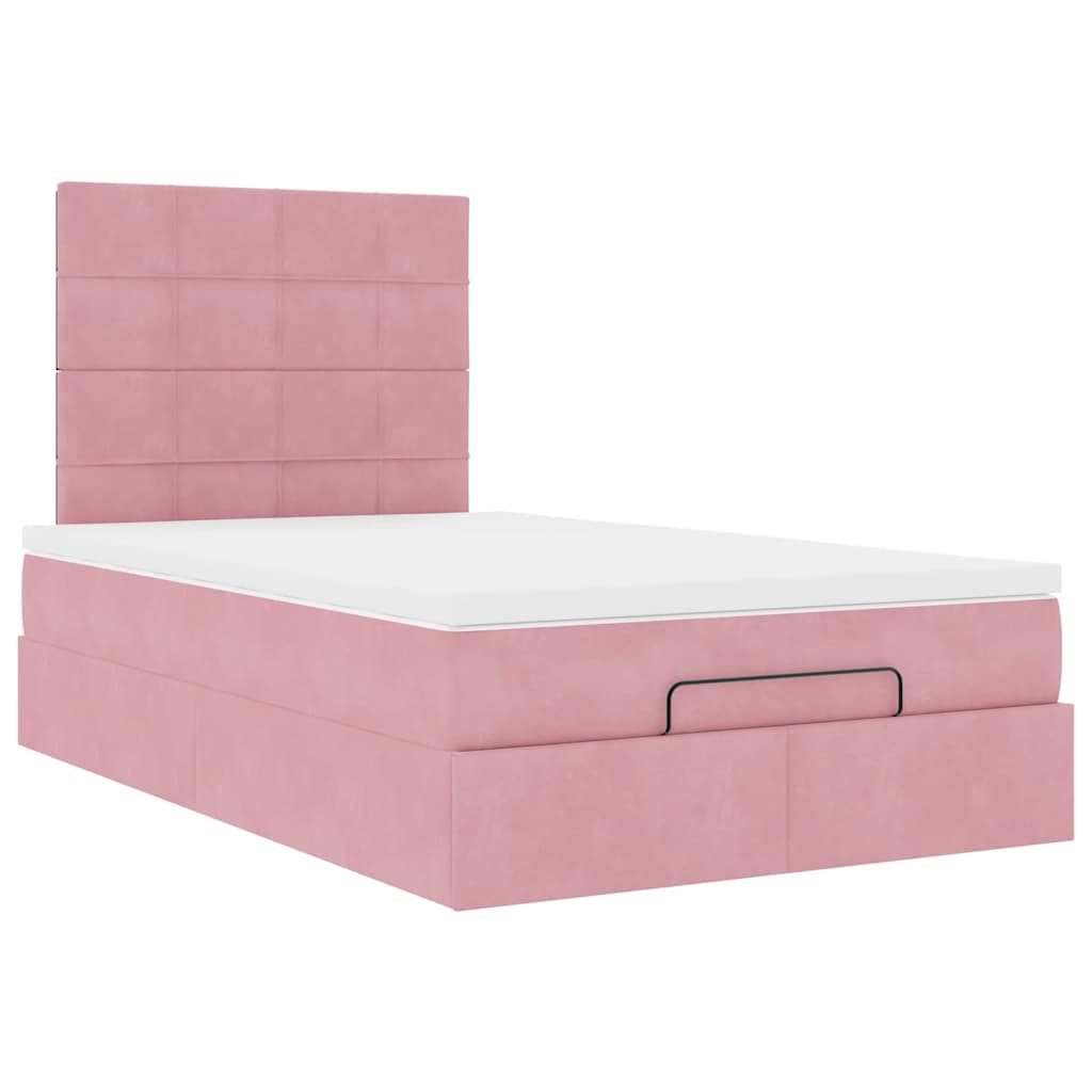 Bedframe met matrassen 120x190cm fluweel roze