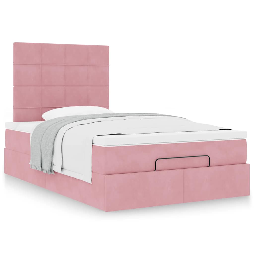 Bedframe met matrassen 120x190cm fluweel roze